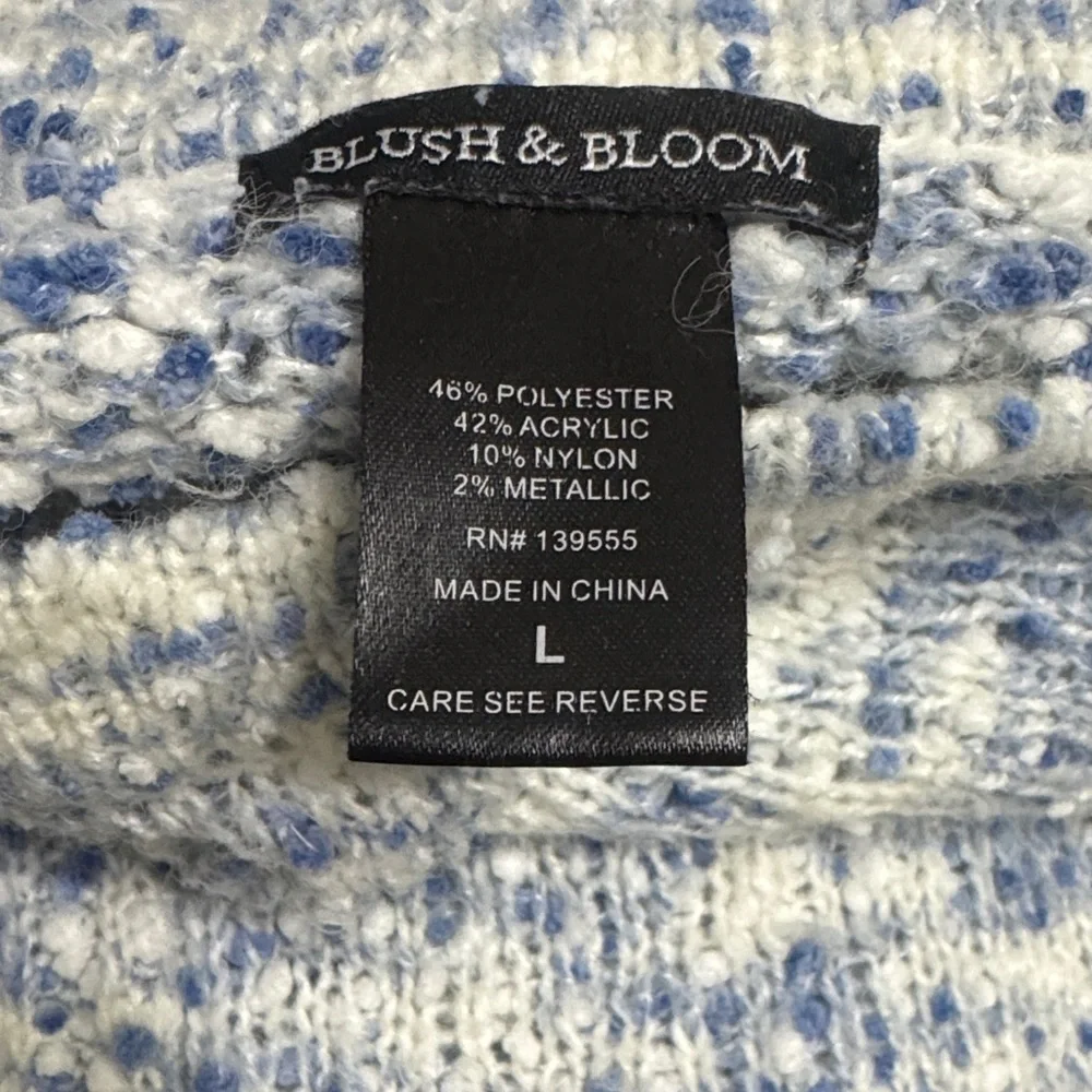 Elegant Blue and White Knit Sweater